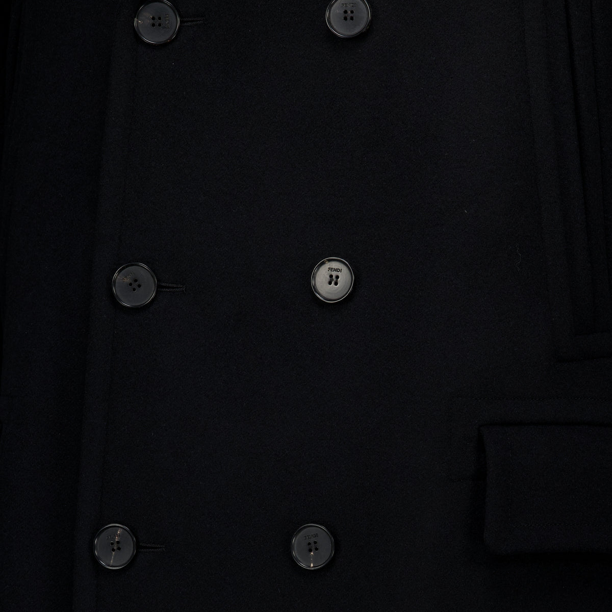 Manteaux 롱 블랙 울 코트 Fendi Noir Homme
