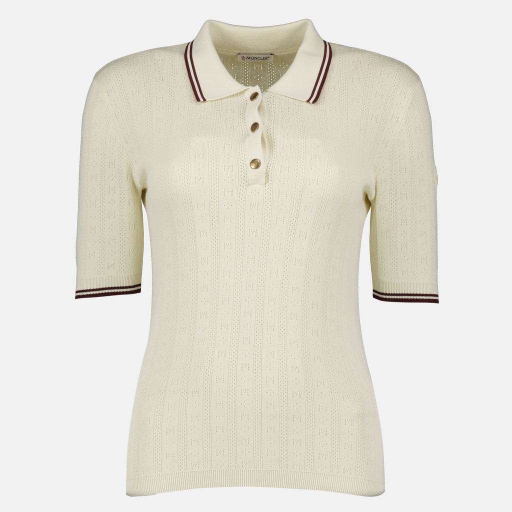 Polos 베이지 패턴 코튼 폴로 Moncler Blanc Femme