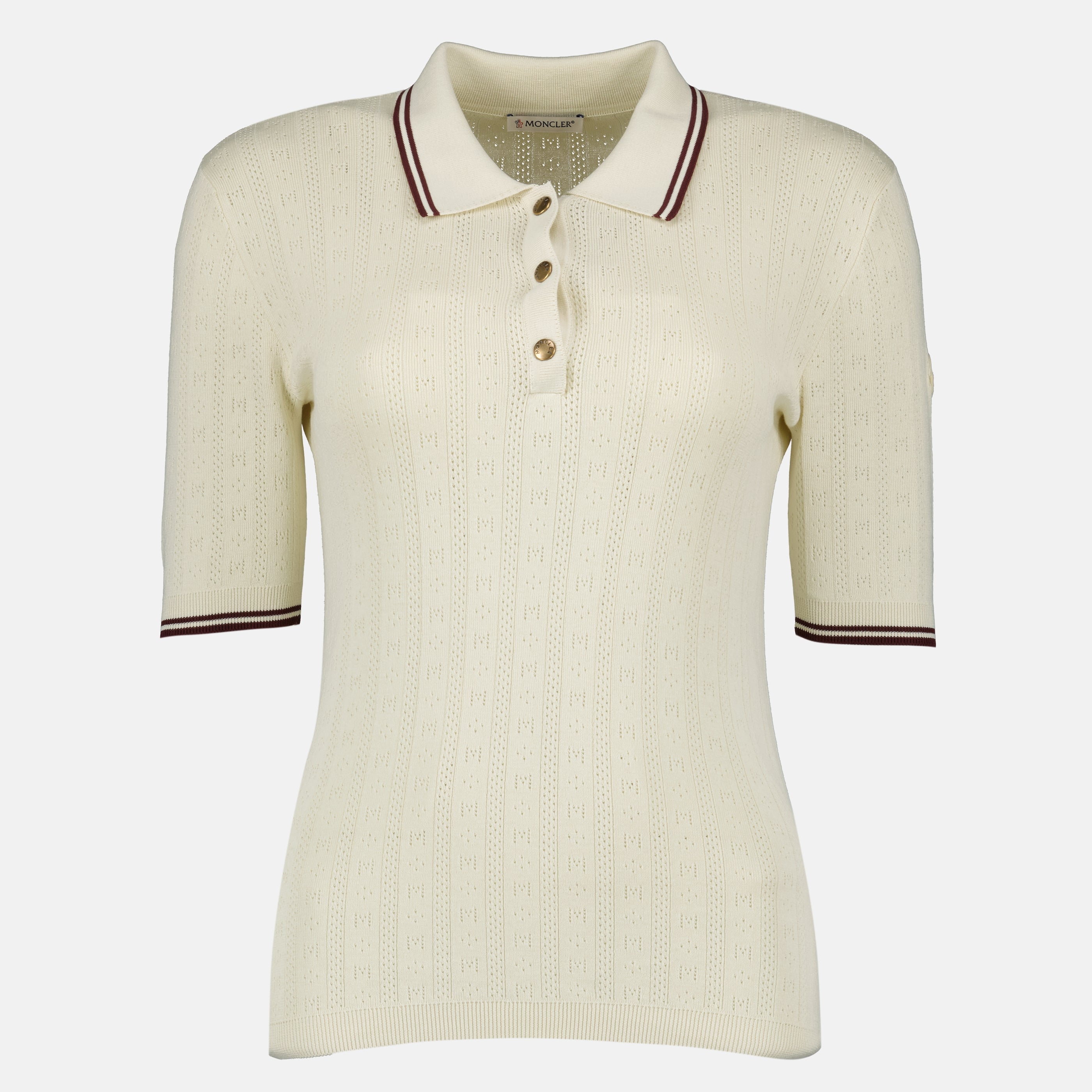 Polos Polo en coton à motif beige Moncler Blanc Femme