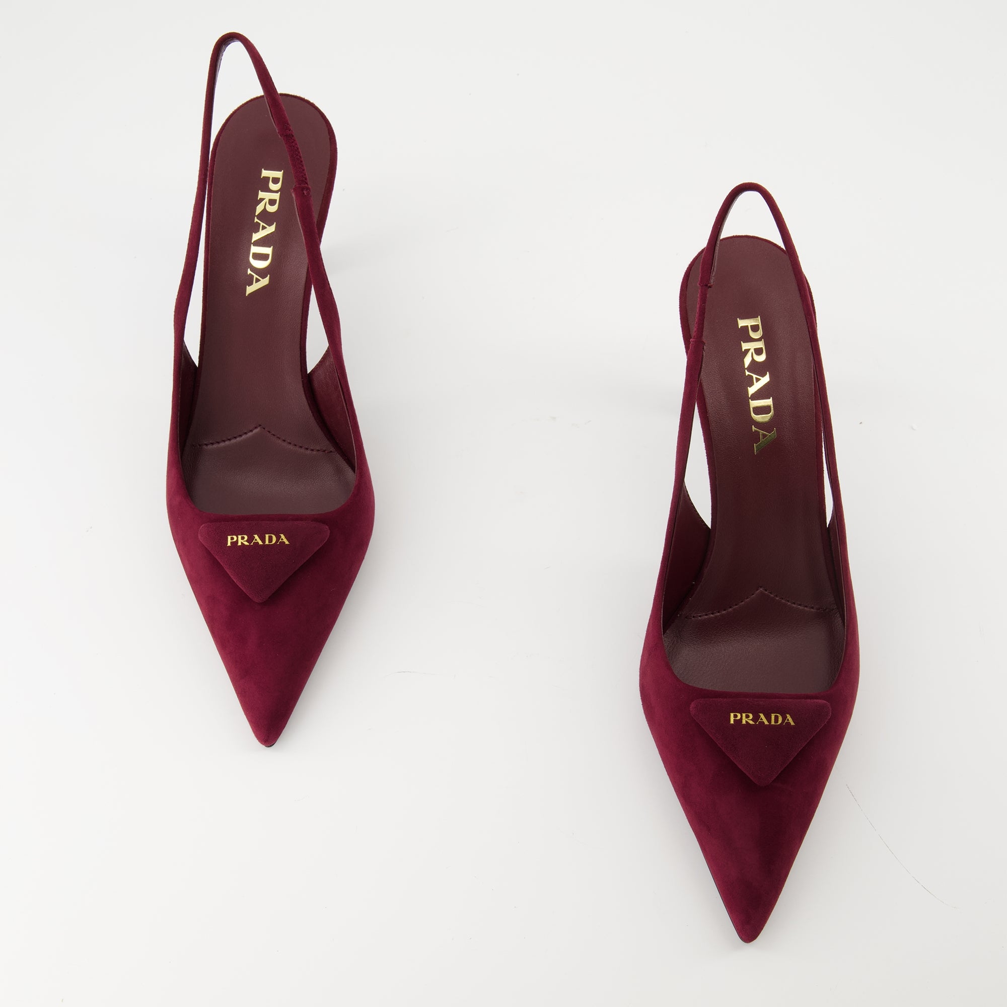 Image of the Prada Women's suede calfskin pumps - Fall-Winter 2025 - Top view of shoe pair