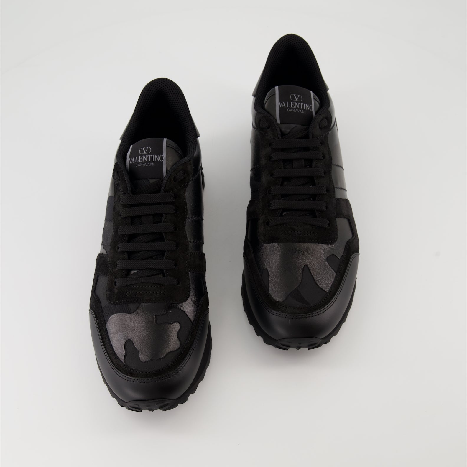 Baskets Baskets Rockrunner camouflage noir en tissu et nappa Valentino Garavani Noir Homme