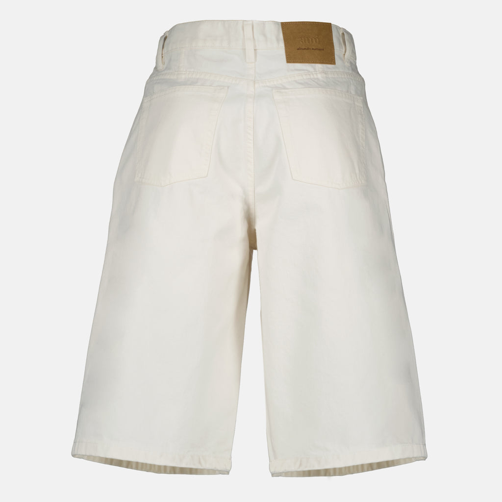 Shorts Bermudas em Denim Branco Ami PARIS Blanc Homme