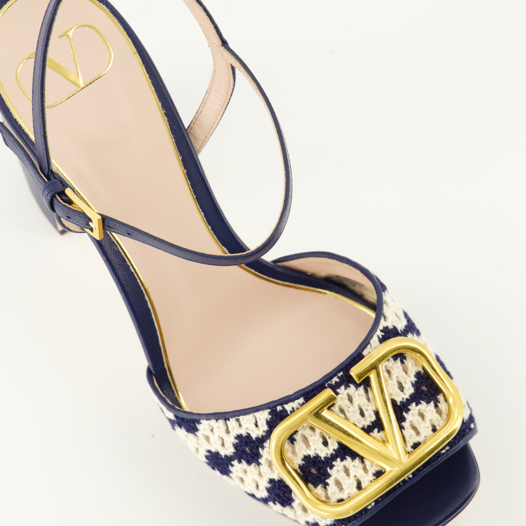 Chaussures ouvertes VLogo ネイビーブルーヒール Valentino Garavani Bleu foncé Femme