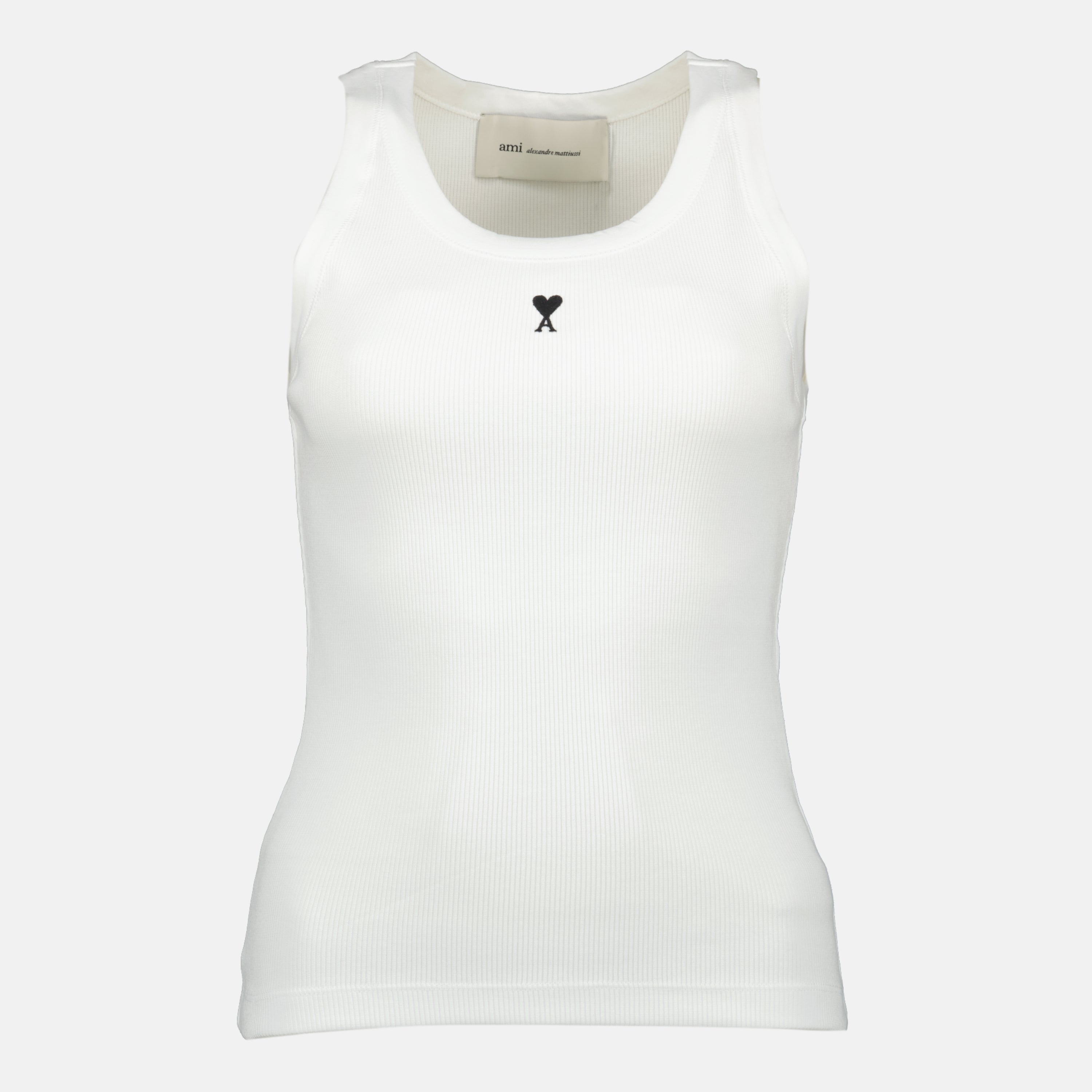 Bild des weißen Herz-Tanktops der Marke Ami PARIS für Frauen - Frühjahr-Sommer 2026 - Vorderansicht