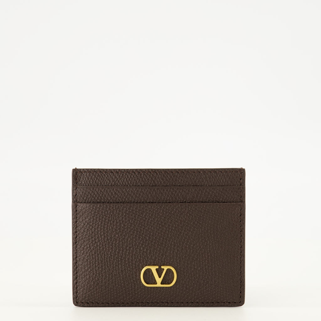 Petite maroquinerie Porte-cartes VLogo en cuir marron Valentino Garavani Marron Femme