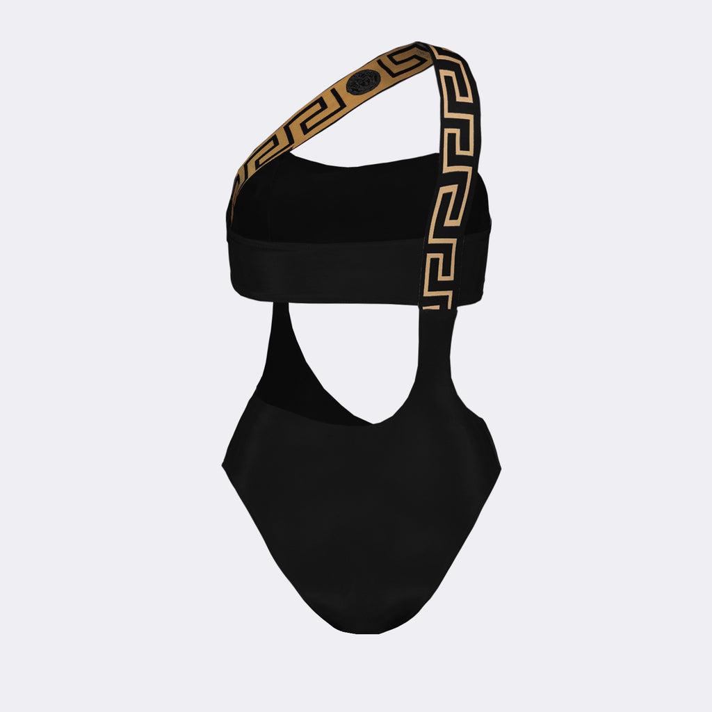 Beachwear Maillot de bain Medusa Greca asymétrique Versace Noir Femme
