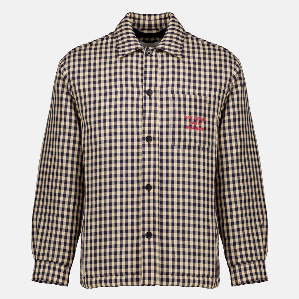Chemises Brown Checkered Slogan Overshirt Drole De Monsieur Marron Homme
