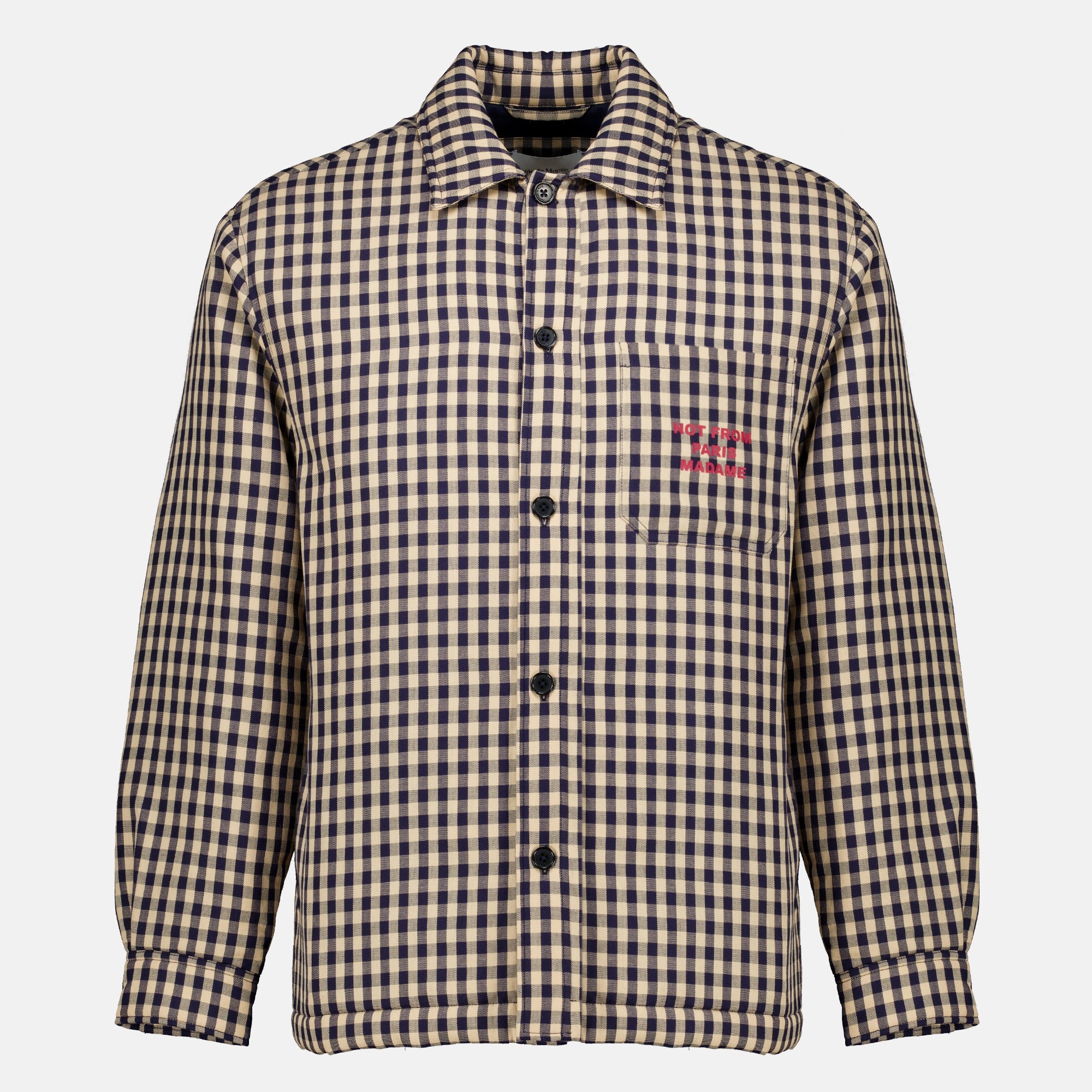 Chemises Brown Checkered Slogan Overshirt Drole De Monsieur Marron Homme