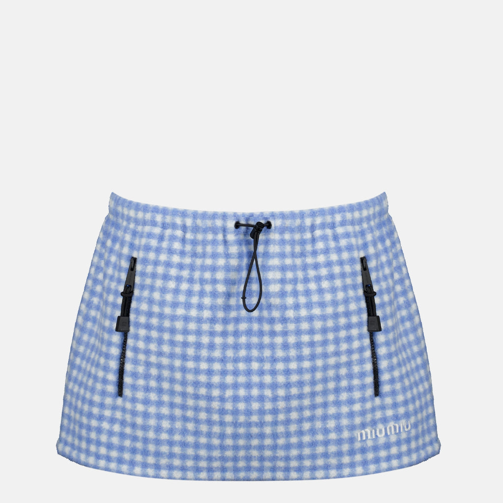 Jupes Saia Mini Vichy em Fleece Miu Miu Bleu Femme