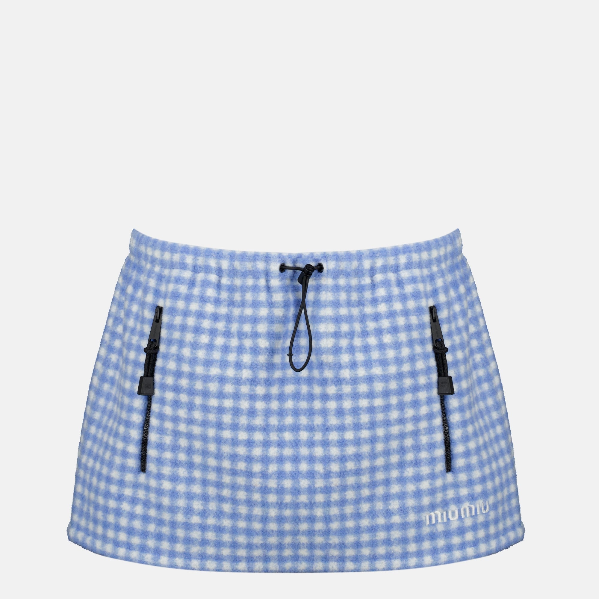 Jupes Saia Mini Vichy em Fleece Miu Miu Bleu Femme
