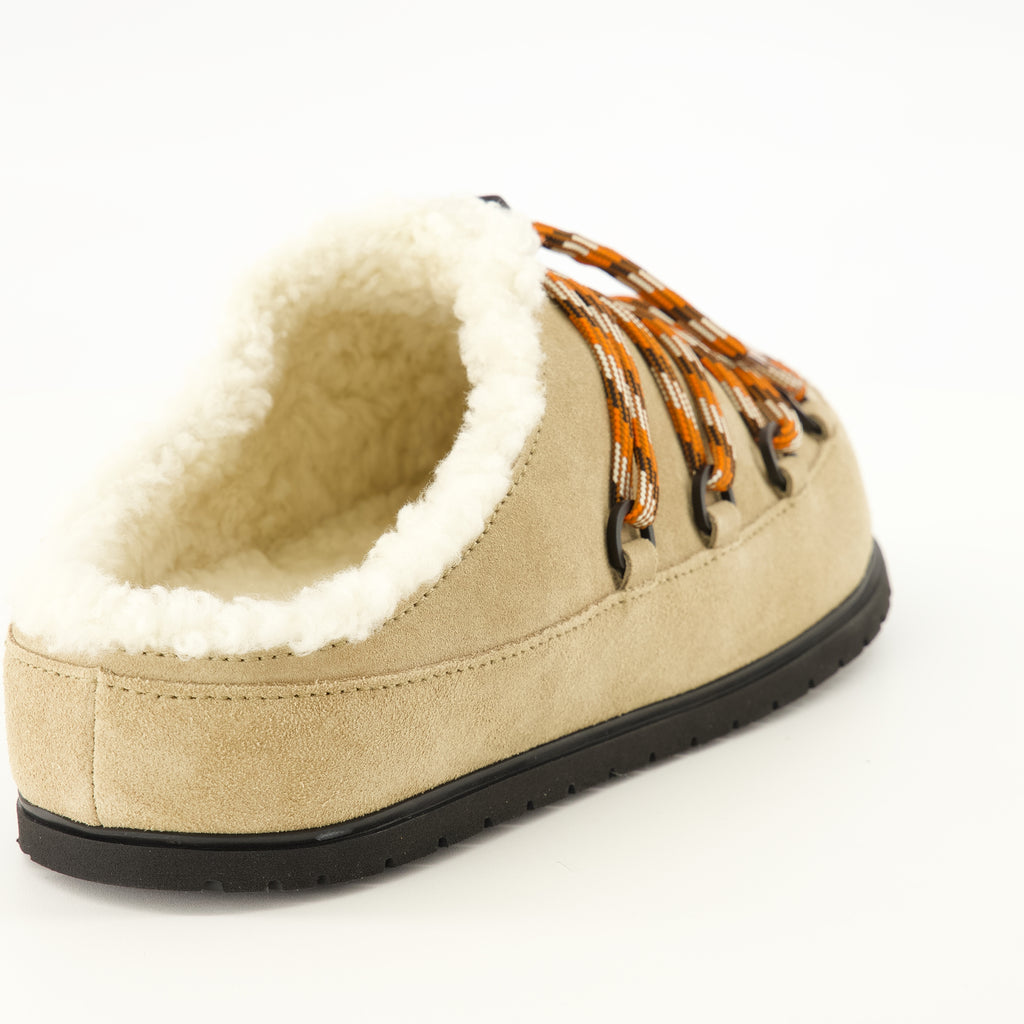 Chaussures ouvertes Mules à fourrure beige Prada Beige Femme