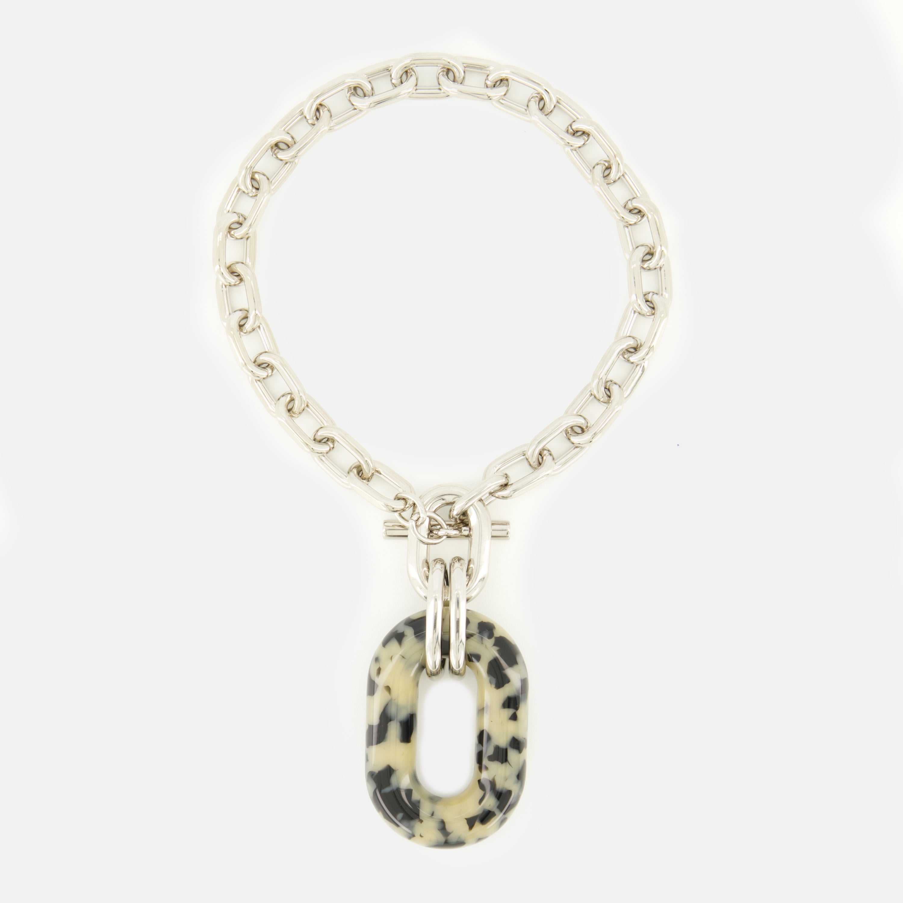 Image de l'article Collier XL Link argenté à imprimé de la marque Rabanne pour Femme - Saison Printemps-Été 2026 - Vue de Dos