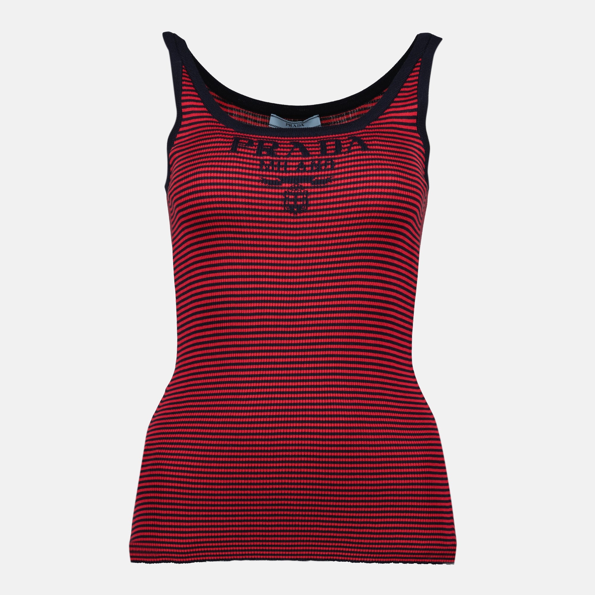 Image of the article Red and Black Striped Tank Top by Prada for Women - Spring-Summer 2026 - Front View