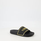 Scarpe aperte Pantofole con Logo Versace Nero Femme