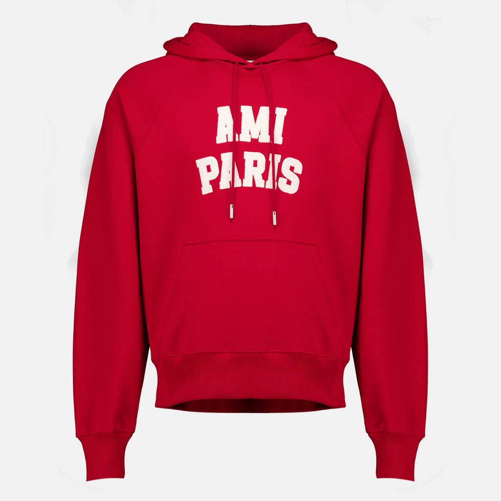 Sweatshirts Rote bestickte Kapuzenjacke Ami PARIS Rouge Unisexe