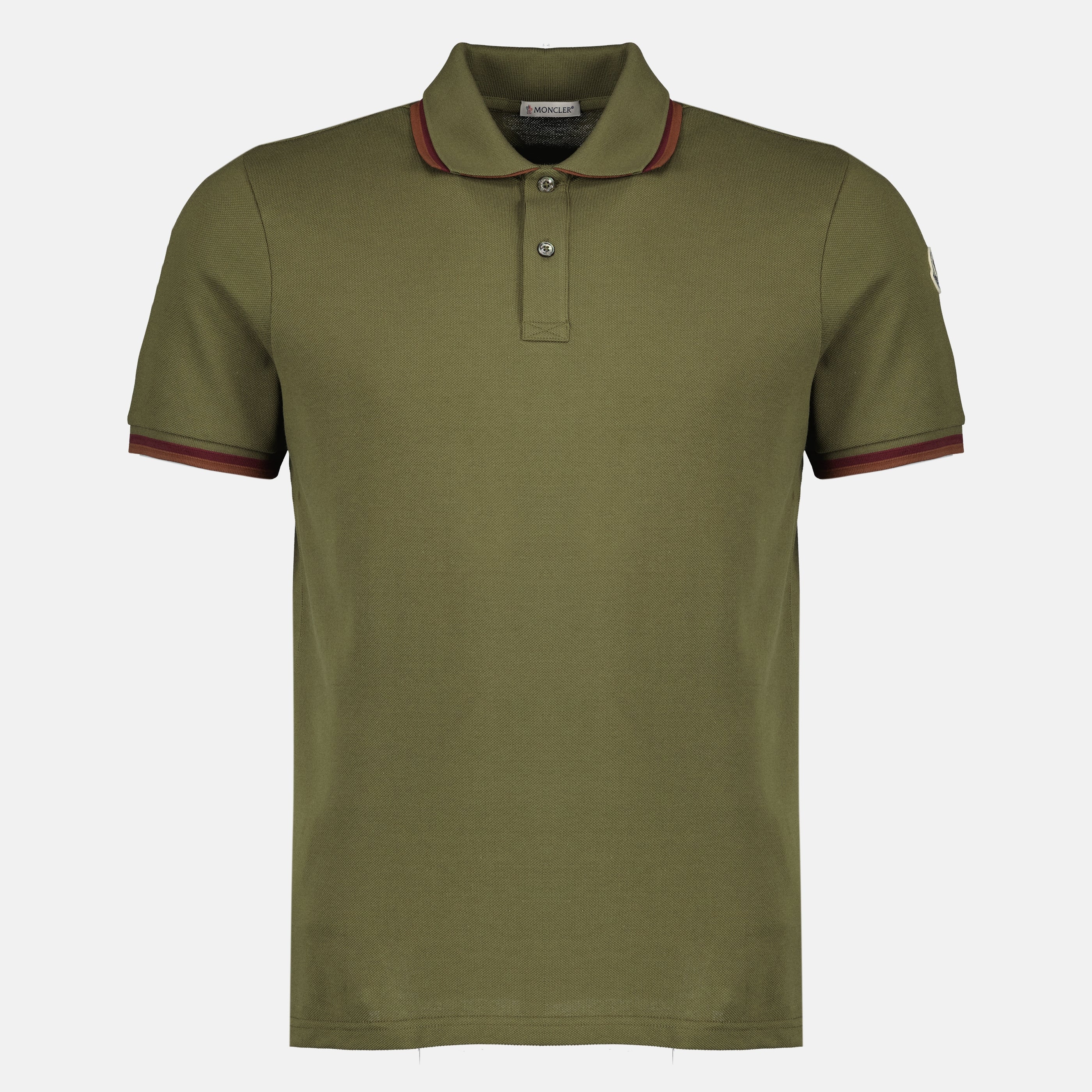 Polos Polo en piqué de coton kaki Moncler Kaki Homme
