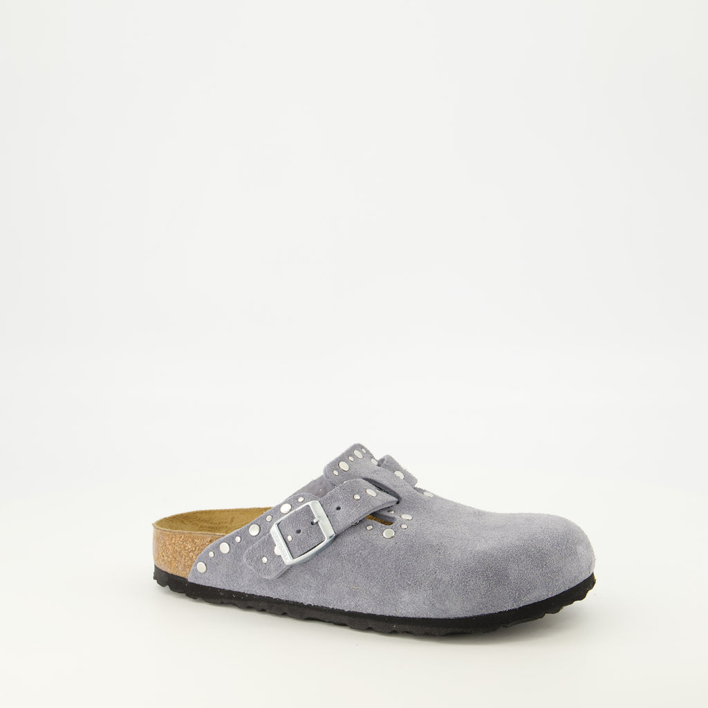 Chaussures ouvertes 회색 보스턴 리벳 뮬 Birkenstock Gris Femme