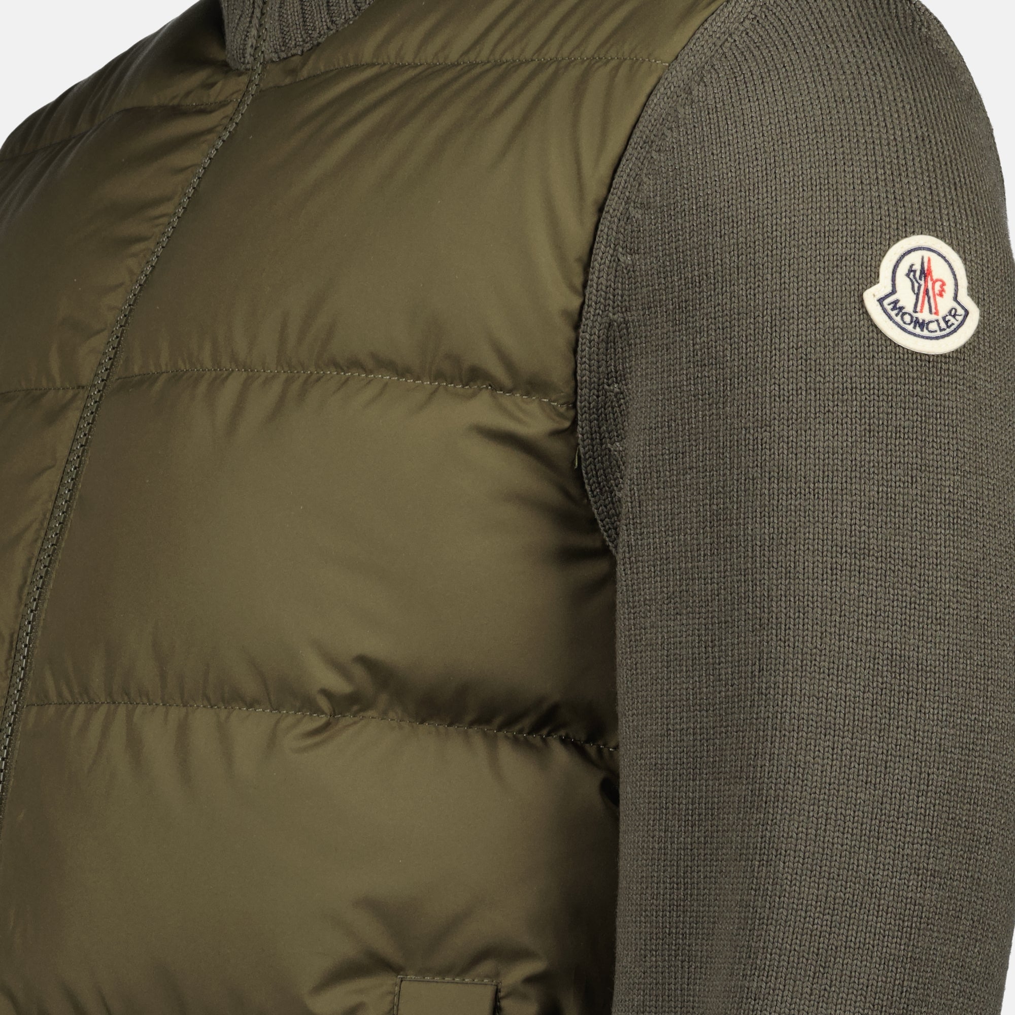 Zipped Khaki Wool Cardigan Moncler - Men – myCompañero
