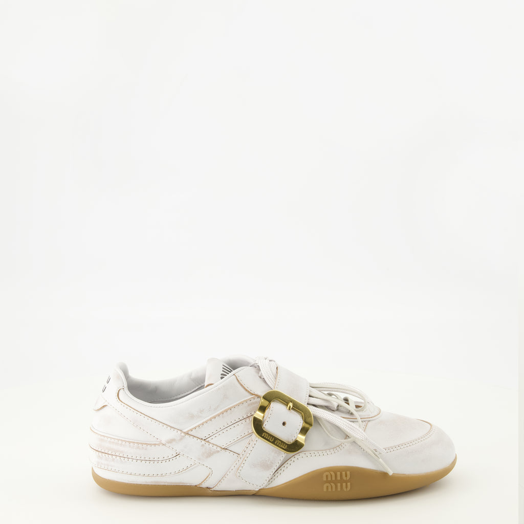 Baskets Baskets Gymnasium en cuir blanc Miu Miu Blanc Femme