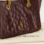 Sacs à main et épaule Niki Shopping kleine Tasche aus burgunderfarbenem Leder Saint Laurent Bordeaux Femme