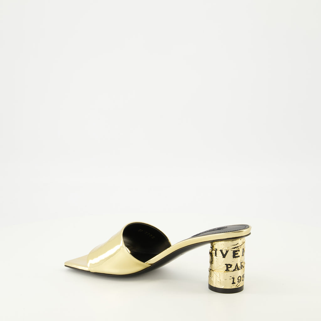 Chaussures ouvertes Sandales à talons Tape effet miroir Givenchy Doré Femme
