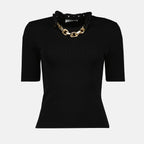 T-shirts Wool Sweater with Link Chain Rabanne Black Femme
