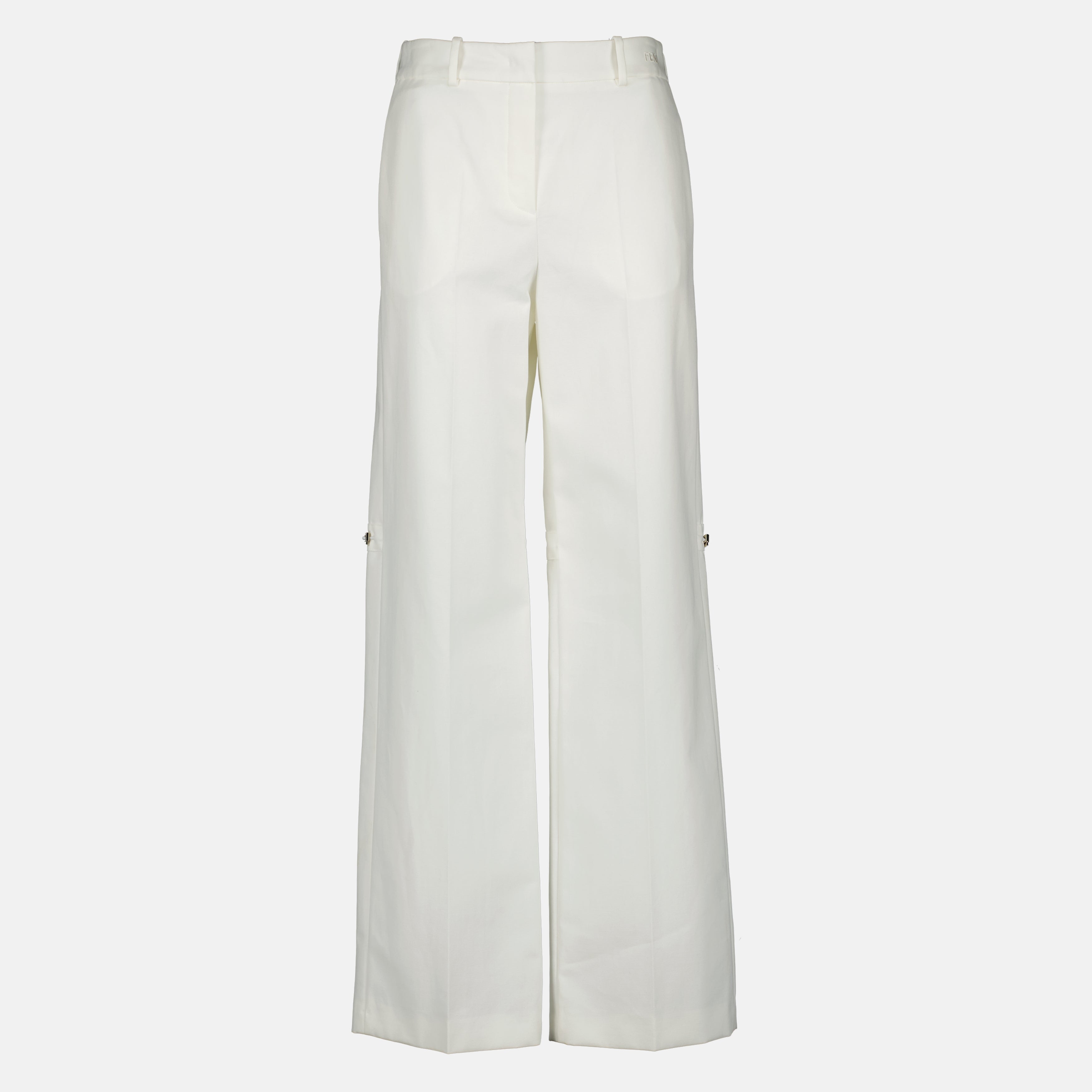 Pantalons Pantalon blanc en toile de coton Fendi Blanc Femme