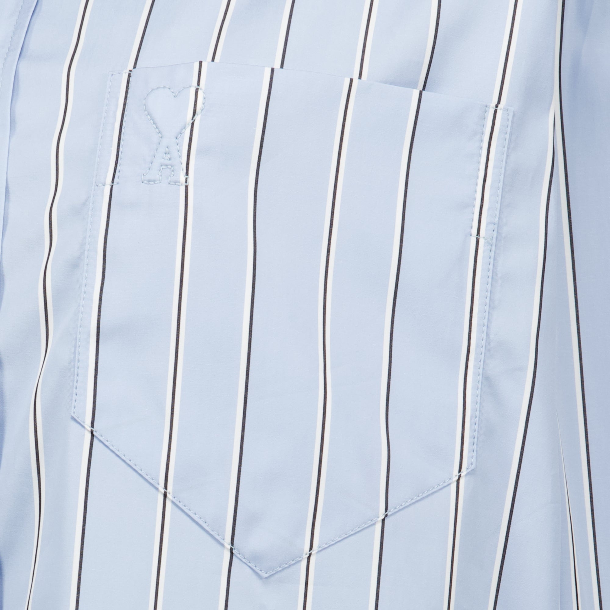Chemises Camicia Corto Blu a Righe in Cotone Ami PARIS Bleu Femme