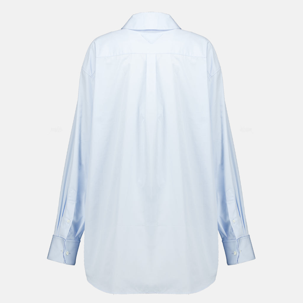Chemises Camisa de Popeline Azul Prada Bleu Femme