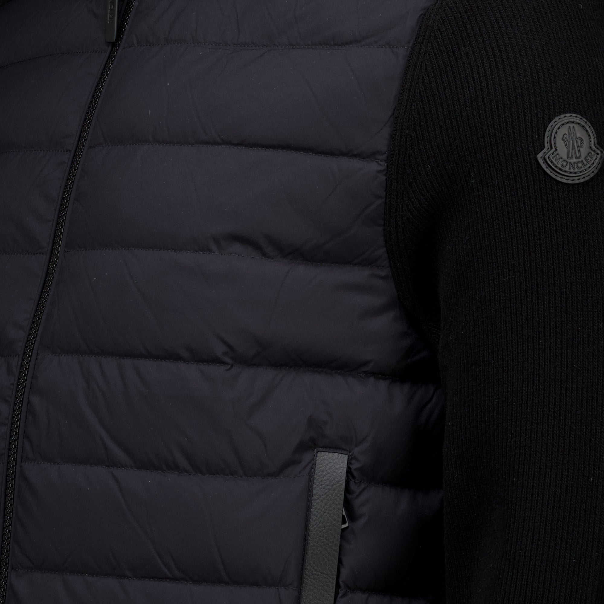 Vestes Cárdigan Negros Matelassé con Cremallera Moncler Noir Homme