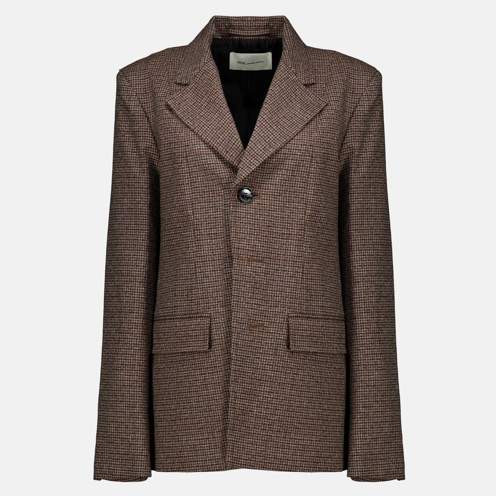 Vestes Hahnentritt-Wollblazer Ami PARIS Marron Femme