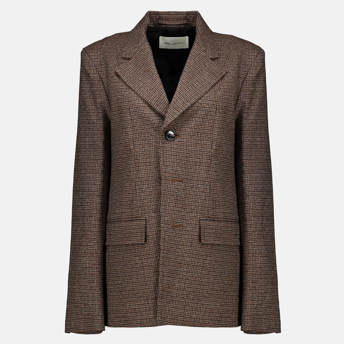 Vestes Hahnentritt-Wollblazer Ami PARIS Marron Femme