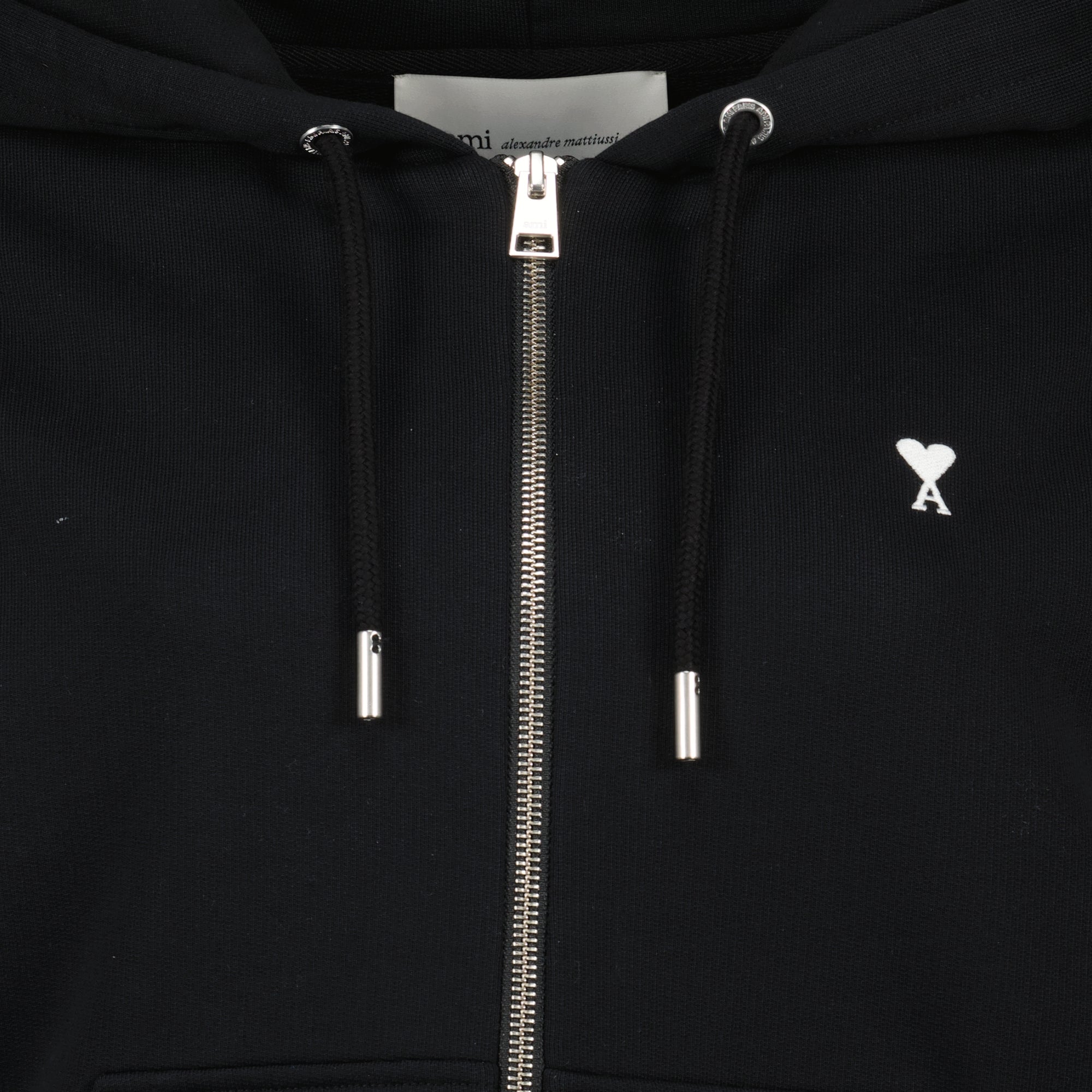 Image de l'article Sweat zippé noir à capuche de la marque Ami PARIS pour Femme - Saison Printemps-Été 2026 - Vue détaillée_2