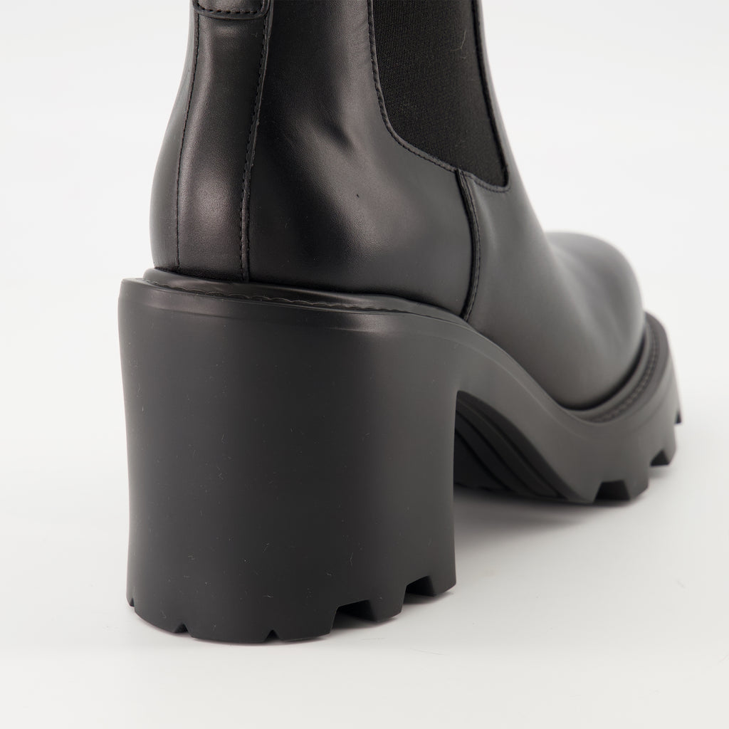 Bottines Bottines Beatle VLogo en cuir noir Valentino Garavani Noir Femme