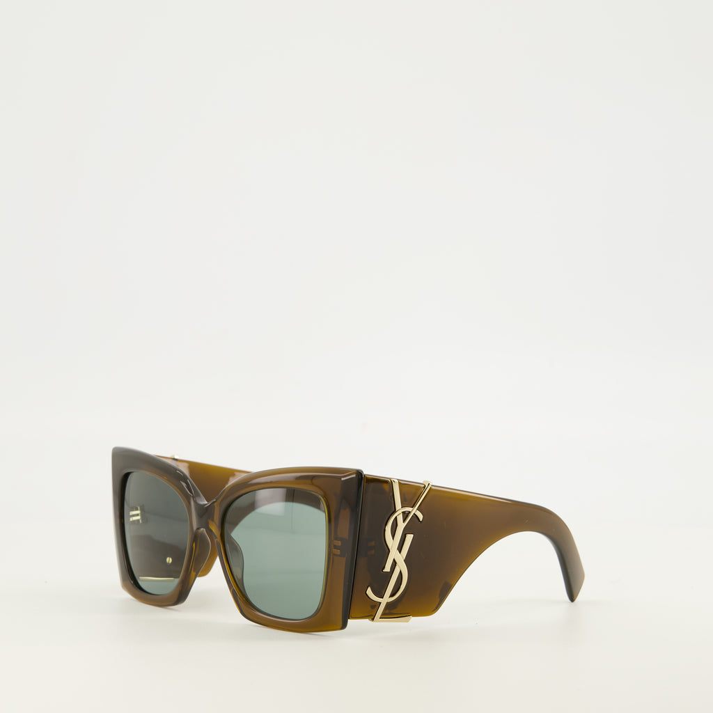 Lunettes SL M119 블레이크 크리스탈 선글라스 Saint Laurent Kaki Femme