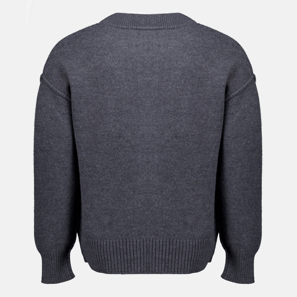 Maille AMI Heart Cardigan in Grey Wool Ami PARIS Gris Unisexe