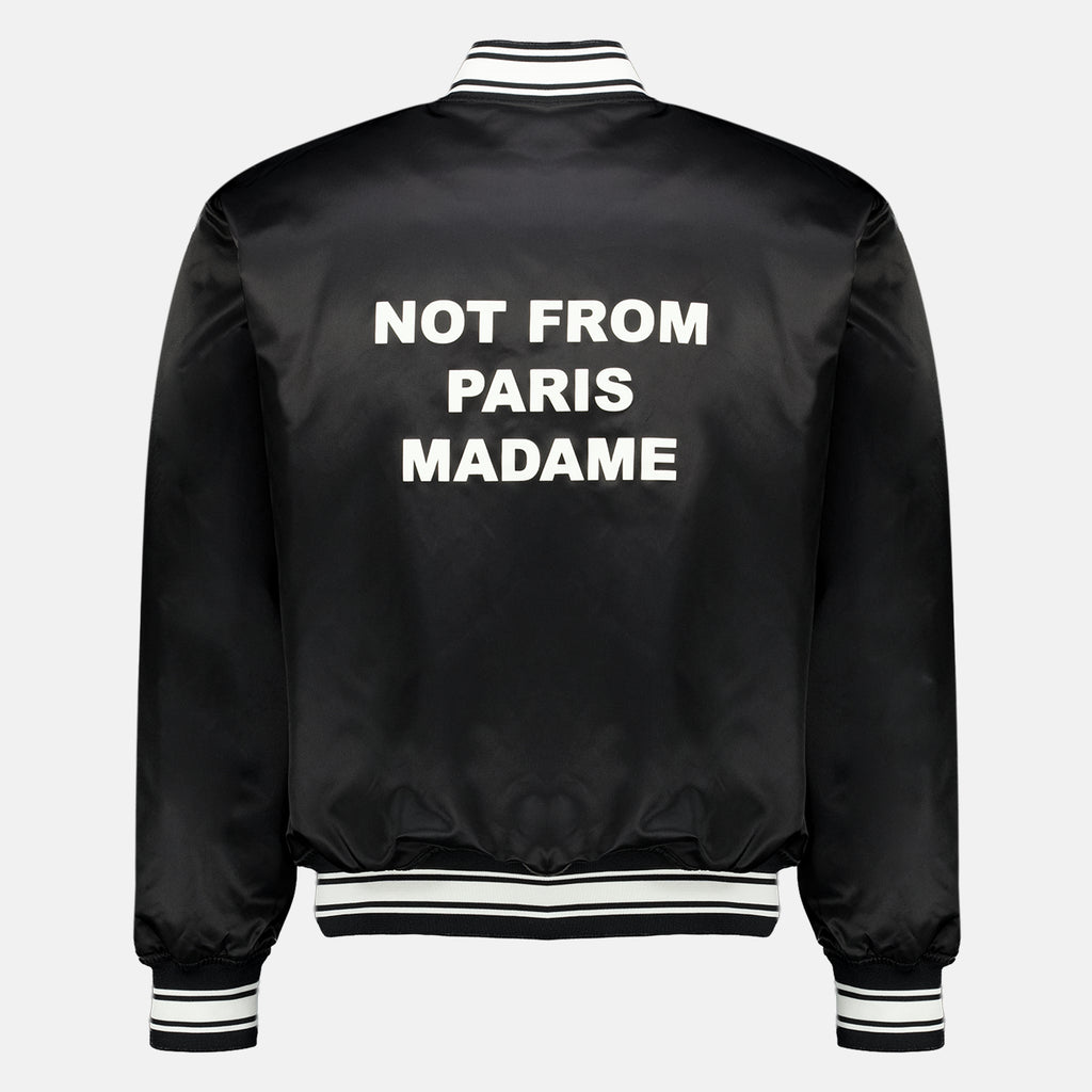 Vestes Schwarze Slogan Bomber Drole De Monsieur Noir Homme