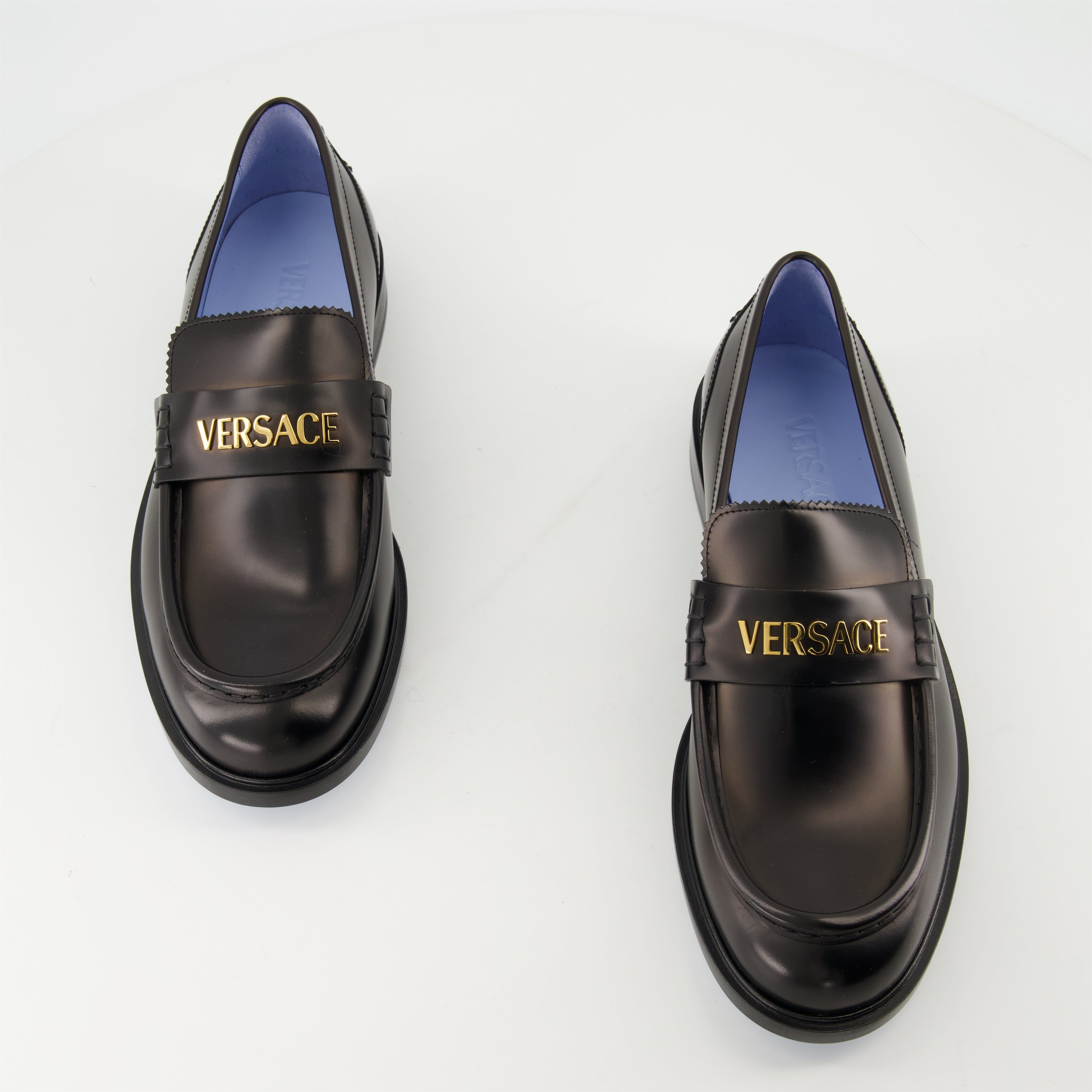 Loafers Leather Loafers Versace Black Homme
