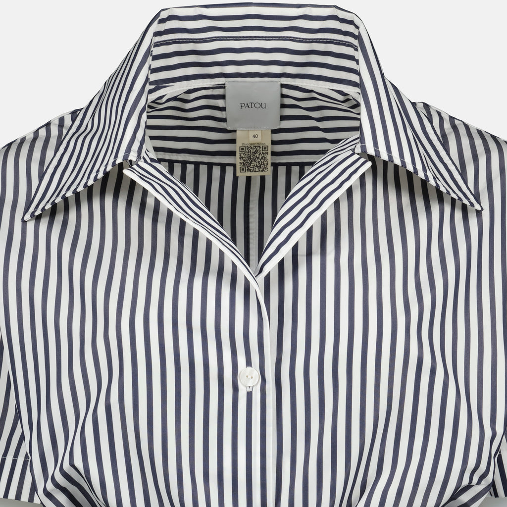 Imagem do artigo Camisa curta às riscas azul e branca da marca Patou para Mulheres - Temporada Primavera-Verão 2026 - Vista Detalhada_2