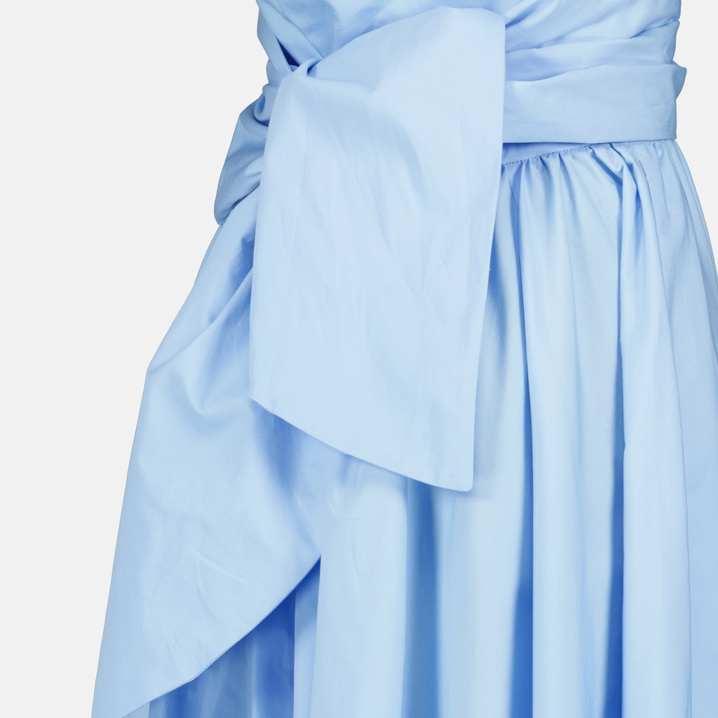 Robes Vestido azul drapeado em algodão orgânico Patou Bleu Femme