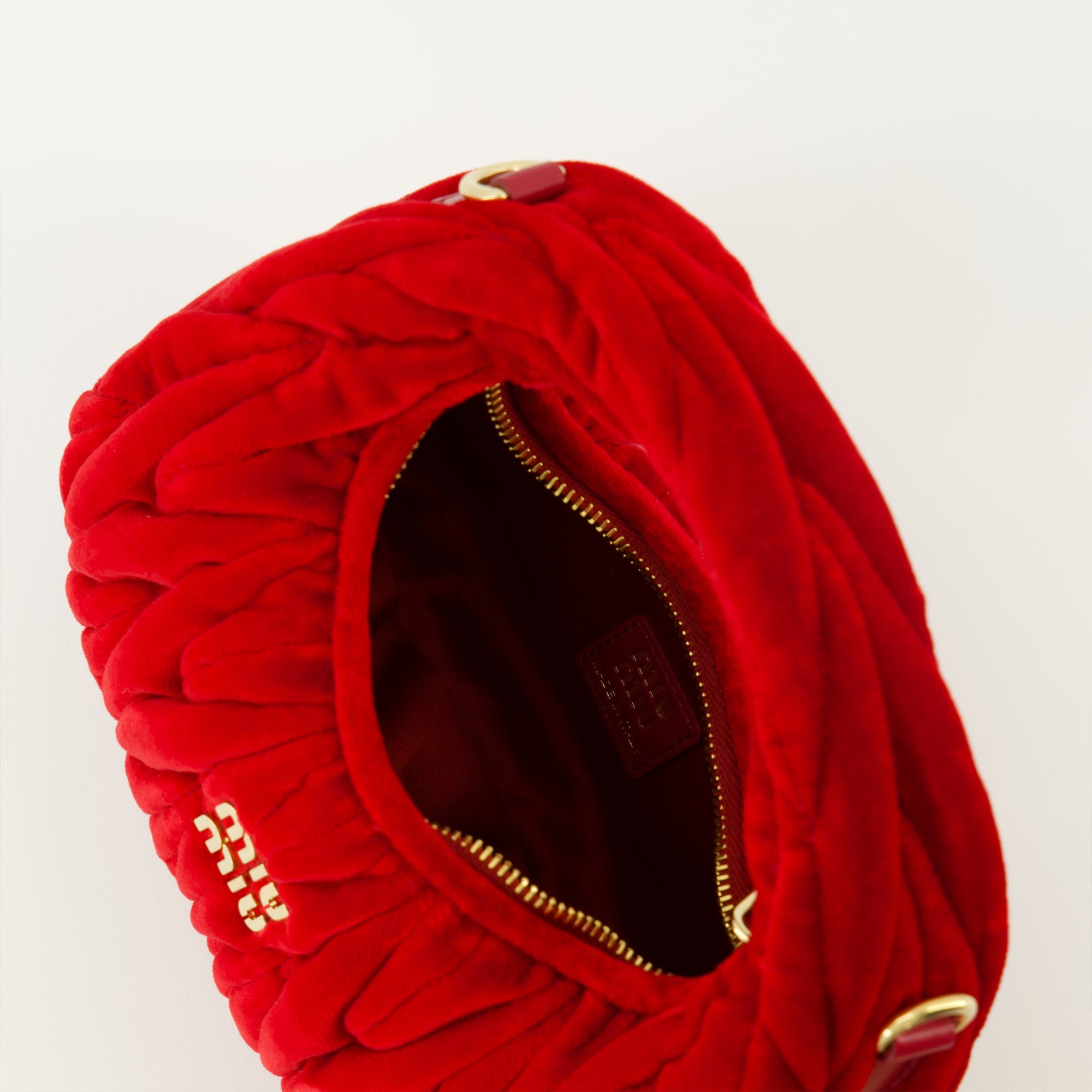 Sacs à main et épaule Mini Wander Bag em Veludo Matelassé Vermelho Miu Miu Rouge Femme