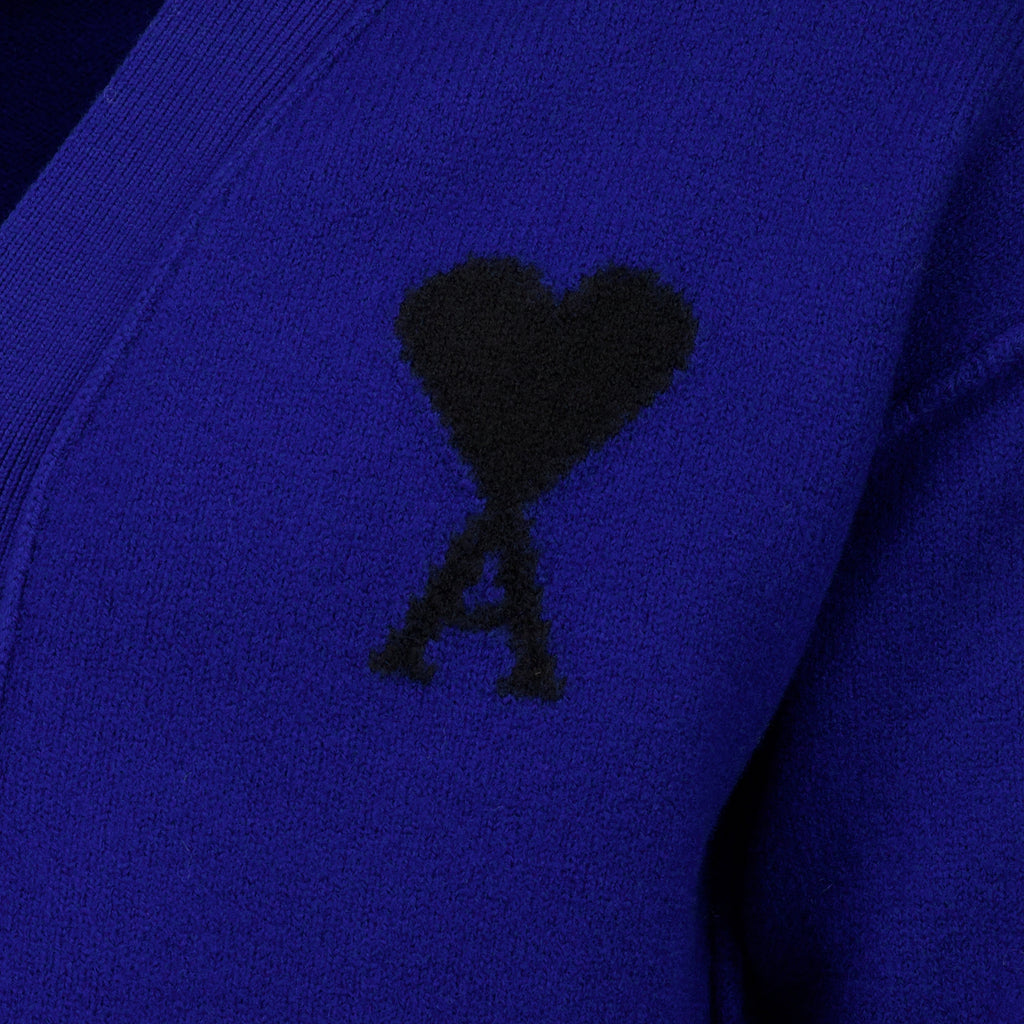 Maille 전기 블루 울 AMI 하트 가디건 Ami PARIS Bleu foncé Unisexe