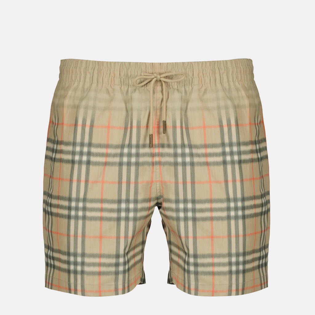Image de l'article Short de bain Gardient Check beige de la marque Burberry pour Homme - Saison Printemps-Été 2026 - Vue de Face