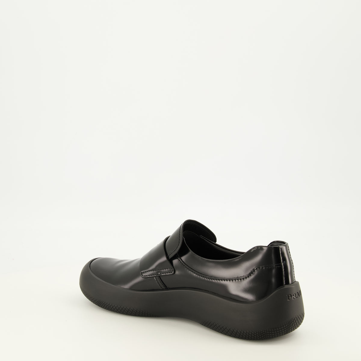 Mocassins 검은색 브러시 가죽 로퍼 Prada Noir Homme