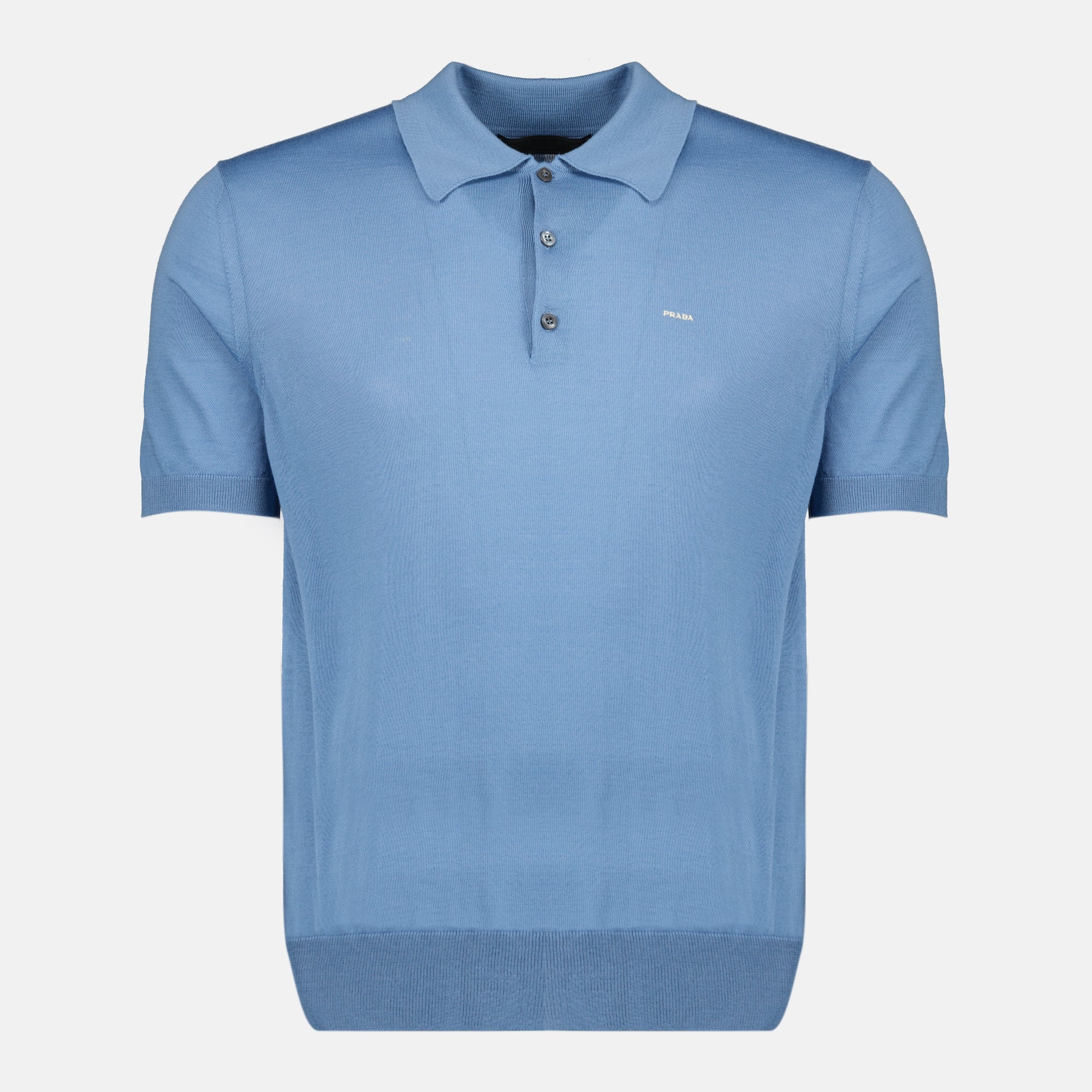 Image de l'article Polo en laine fine bleu de la marque Prada pour Homme - Saison Printemps-Été 2026 - Vue de Face