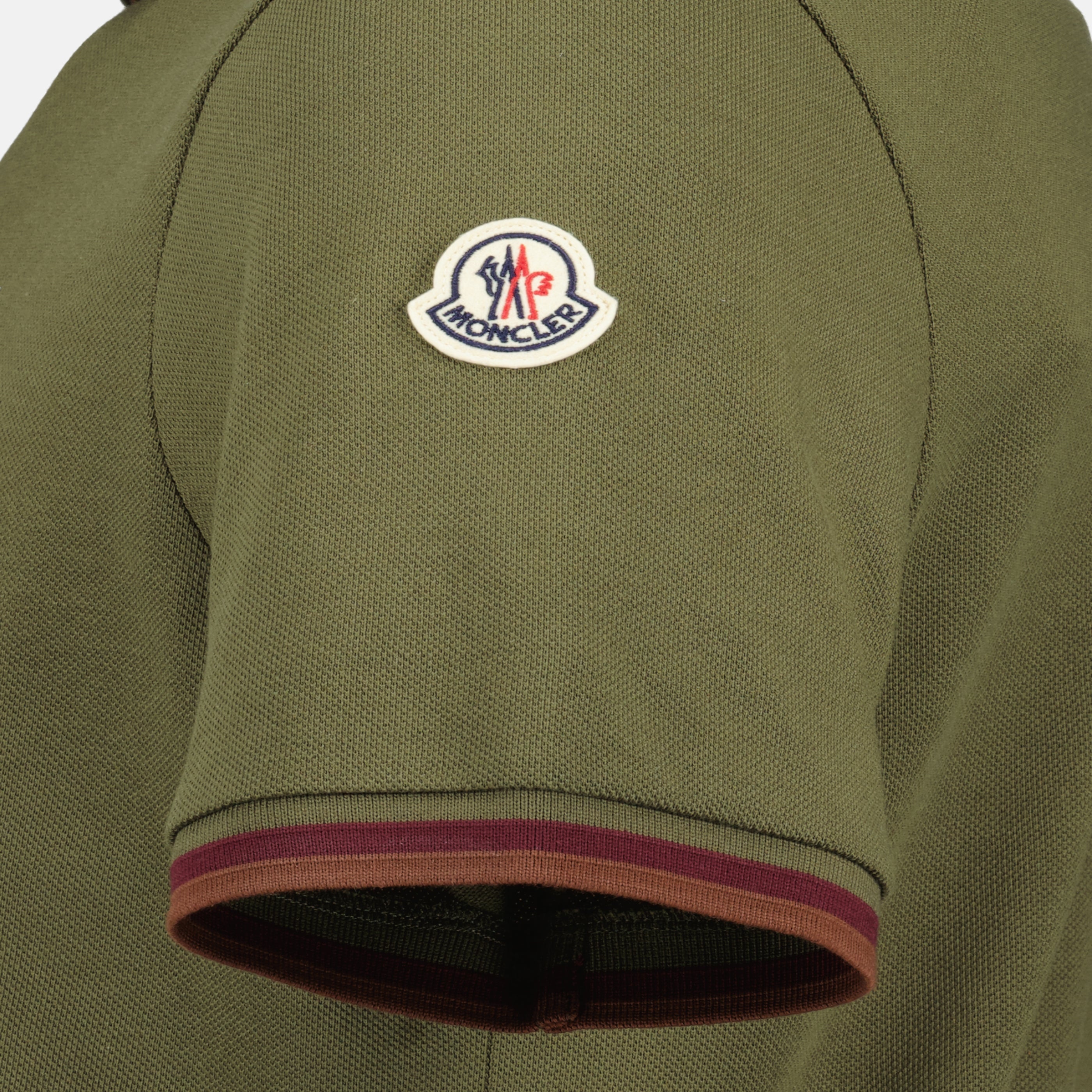 Polos Polo en piqué de coton kaki Moncler Kaki Homme