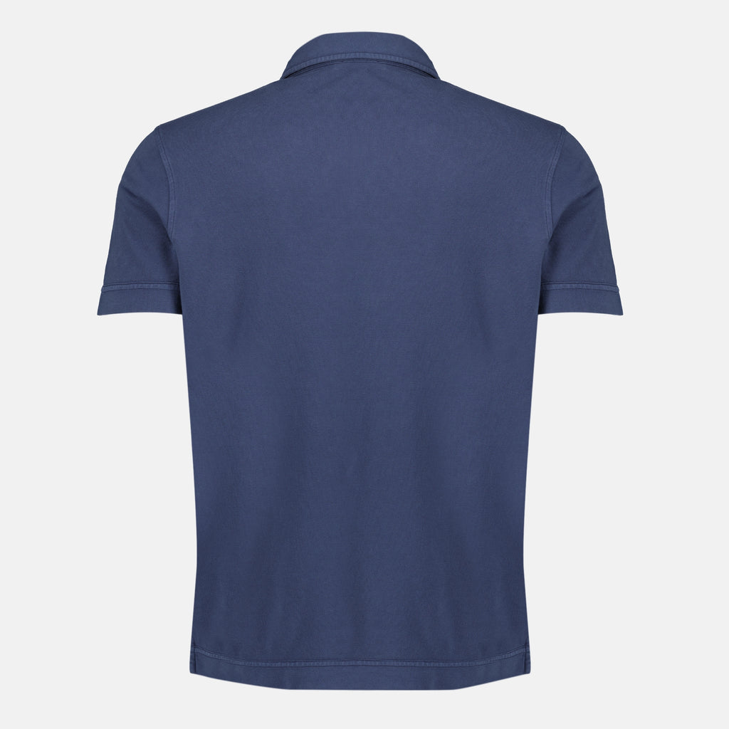 Image of the Navy Blue Pique Cotton Polo by Moncler for Men - Spring-Summer 2026 - Back View