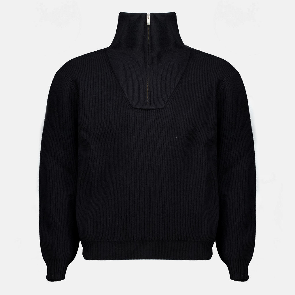 Maille Schwarzer Wollpullover mit 1/4-Reißverschluss Saint Laurent Noir Homme