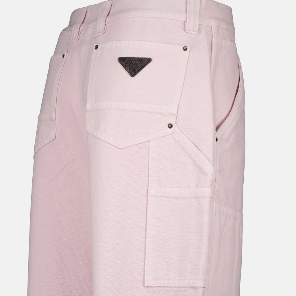Image of the pink cargo pants by Prada for Women - Spring-Summer 2026 - Detailed View_2