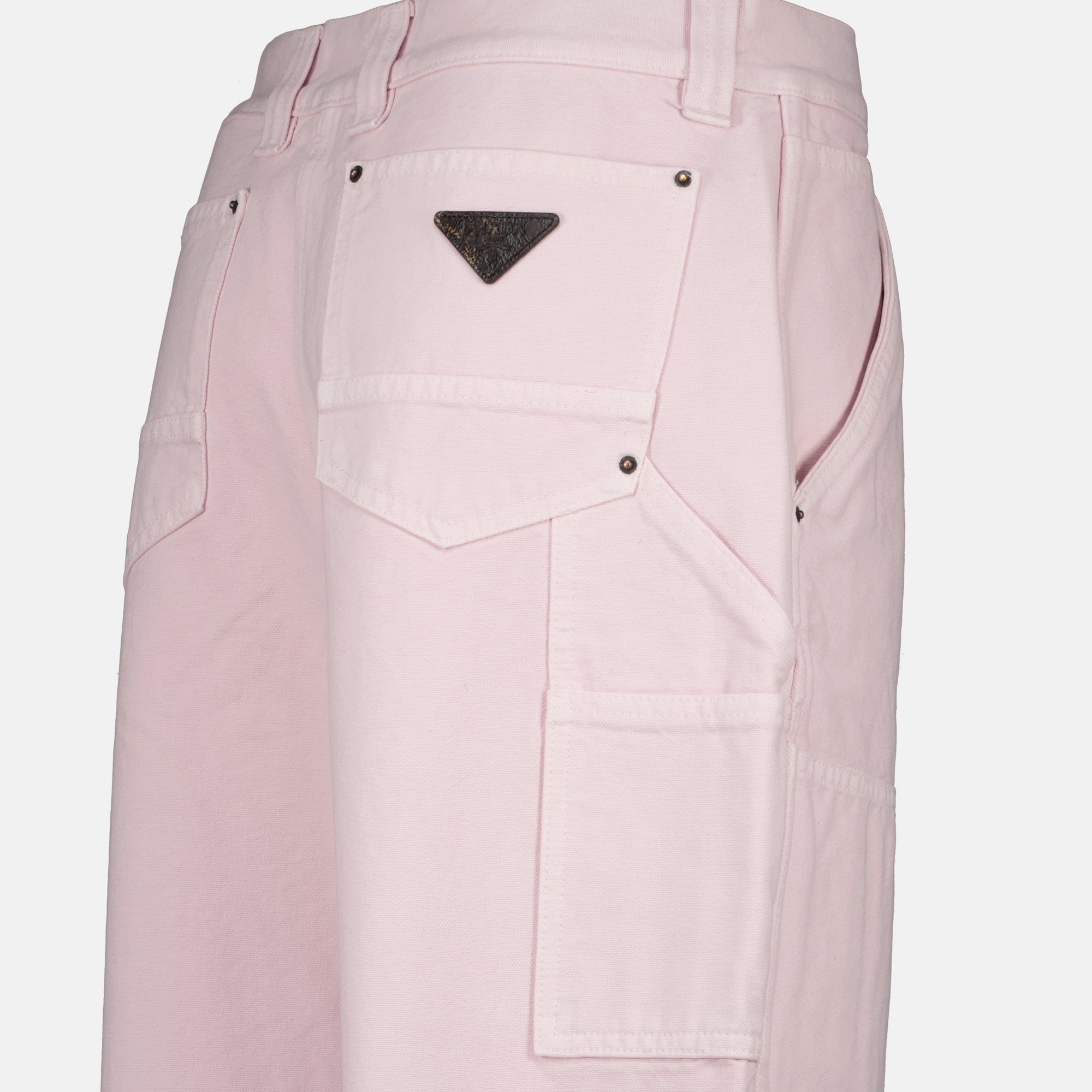 Image of the pink cargo pants by Prada for Women - Spring-Summer 2026 - Detailed View_2